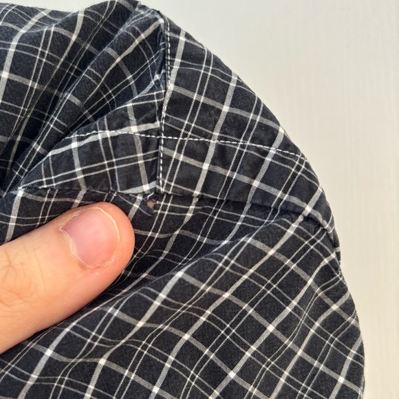 Vintage Ralph Lauren Men M Black White Plaid Shirt Dark Academia Poetcore Preppy - Picture 8 of 8